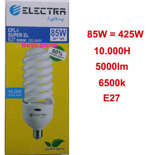 נורת EL ספירלה Electra T2 E27 85W 6.5K