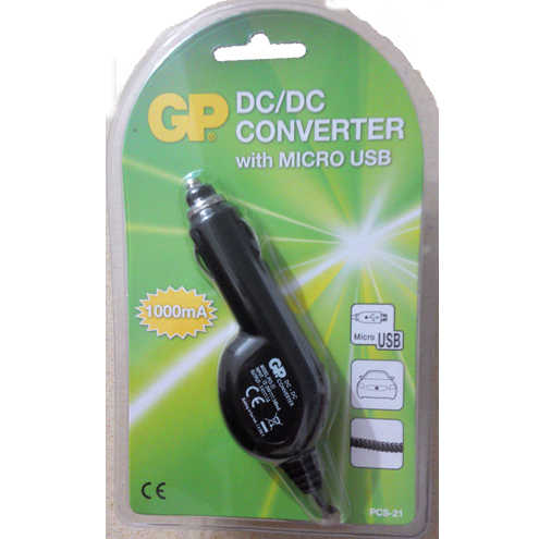 מטען רכב עם כבל Micro USB מובנה מסולסל GP