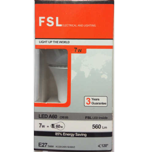 נורת לד FSL A60 E27 7W 6.5K