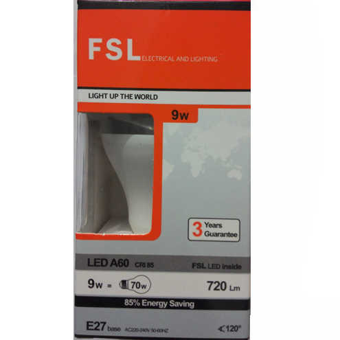 נורת לד FSL A60 E27 9W 6.5K