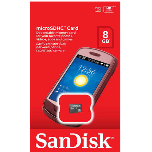 כרטיס זיכרון Micro SDHC 8GB Class 4 SanDisk