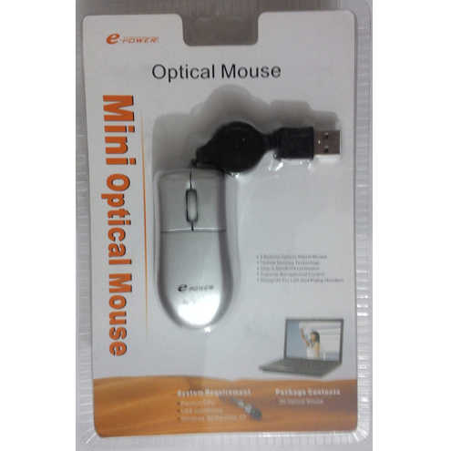 עכבר אופטי זעיר עם כבל USB נמתח