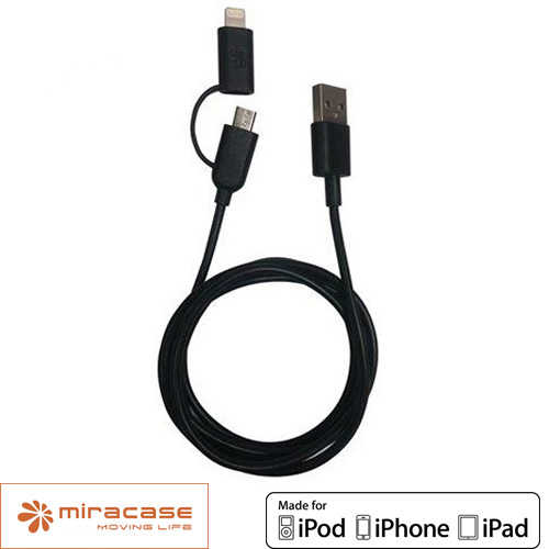 כבל טעינה Micro USB/Lightning מאושר אפל Miracase