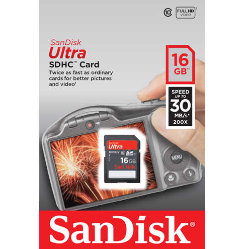 כרטיס זיכרון SDHC Ultra 16GB Class 10 SanDisk