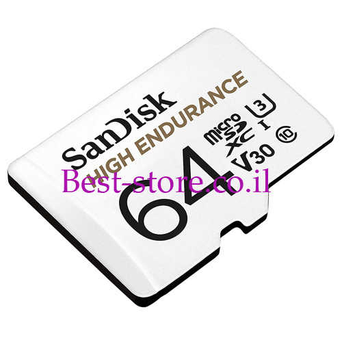 כרטיס זיכרון למצלמת אבטחה / רכב SanDisk Micro SDXC 64GB 100MB/s U3 V30
