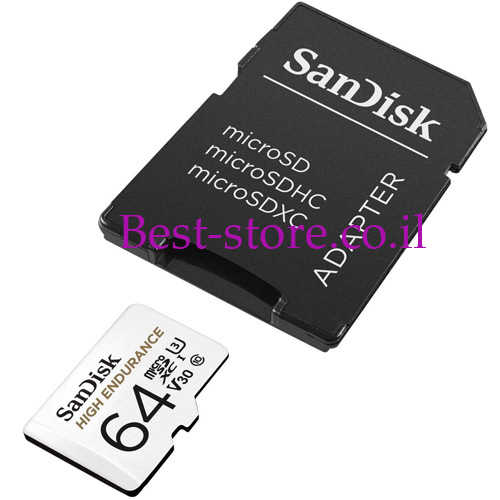 כרטיס זיכרון למצלמת אבטחה / רכב SanDisk Micro SDXC 64GB 100MB/s U3 V30