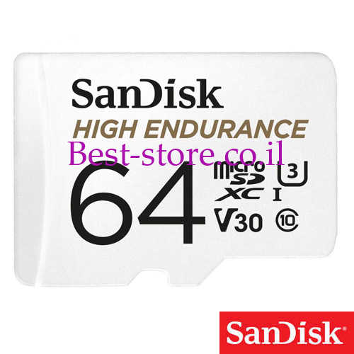 כרטיס זיכרון למצלמת אבטחה / רכב SanDisk Micro SDXC 64GB 100MB/s U3 V30