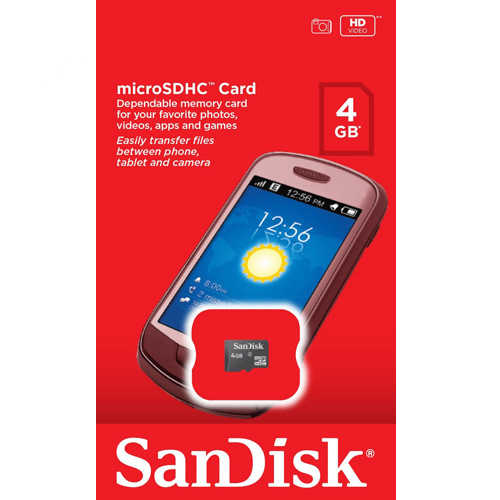כרטיס זיכרון SanDisk Micro SDHC 4GB Class 4
