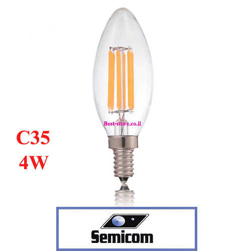 נורת לד נר פילמנט צהוב E14/4W