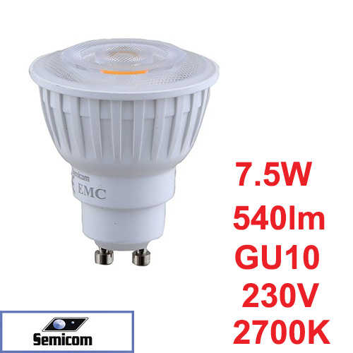 נורת לד ספוט Semicom GU10/7W WW 230V
