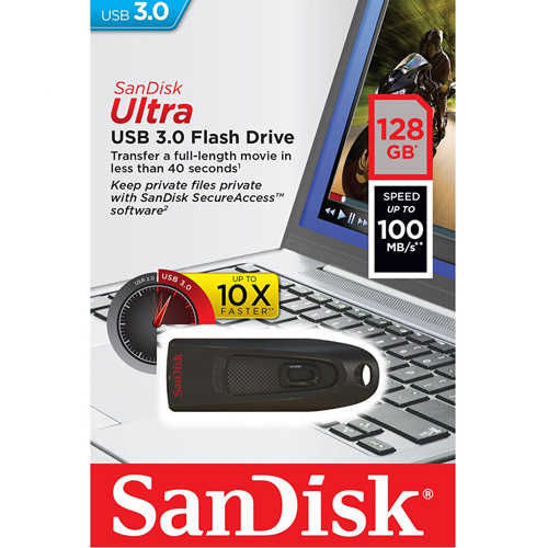זיכרון נייד SanDisk Ultra 128GB USB 3.0