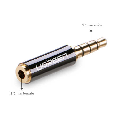מתאם מתכתי סטריאו 2.5mm נקבה - 3.5mm זכר Ugreen TRRS
