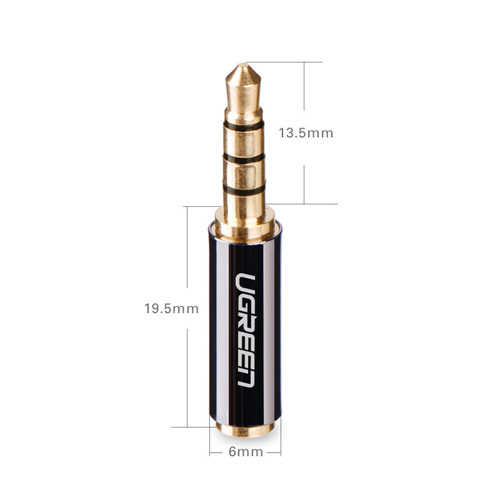 מתאם מתכתי סטריאו 2.5mm נקבה - 3.5mm זכר Ugreen TRRS
