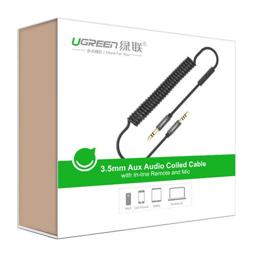 כבל אודיו 3.5mm מסולסל עם מיקרופון אורך 2 מטר Ugreen