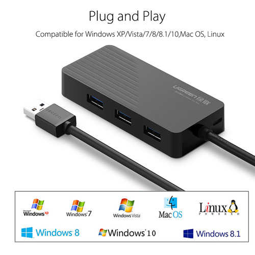 קורא כרטיסי זיכרון / מפצל Ugreen USB 3.0 דגם CR132