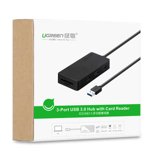 קורא כרטיסי זיכרון / מפצל Ugreen USB 3.0 דגם CR132