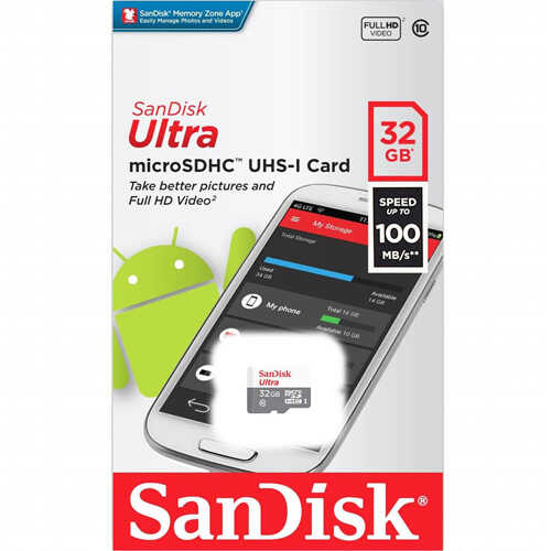 כרטיס זיכרון SanDisk Ultra 32GB 100MB/s MicroSDHC