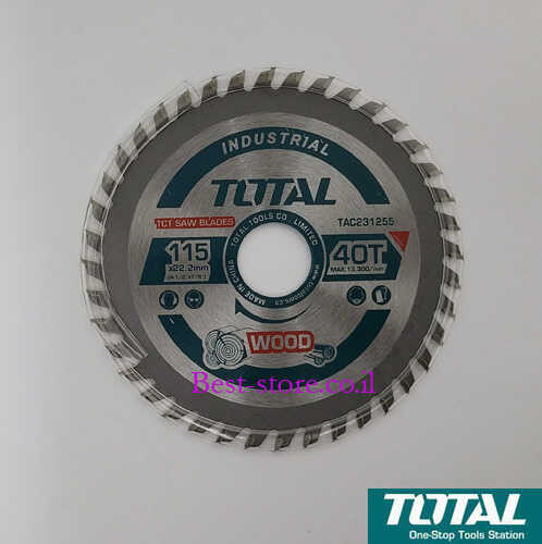 דיסק לחיתוך עץ TOATAL 40T 115mm 13,300/min